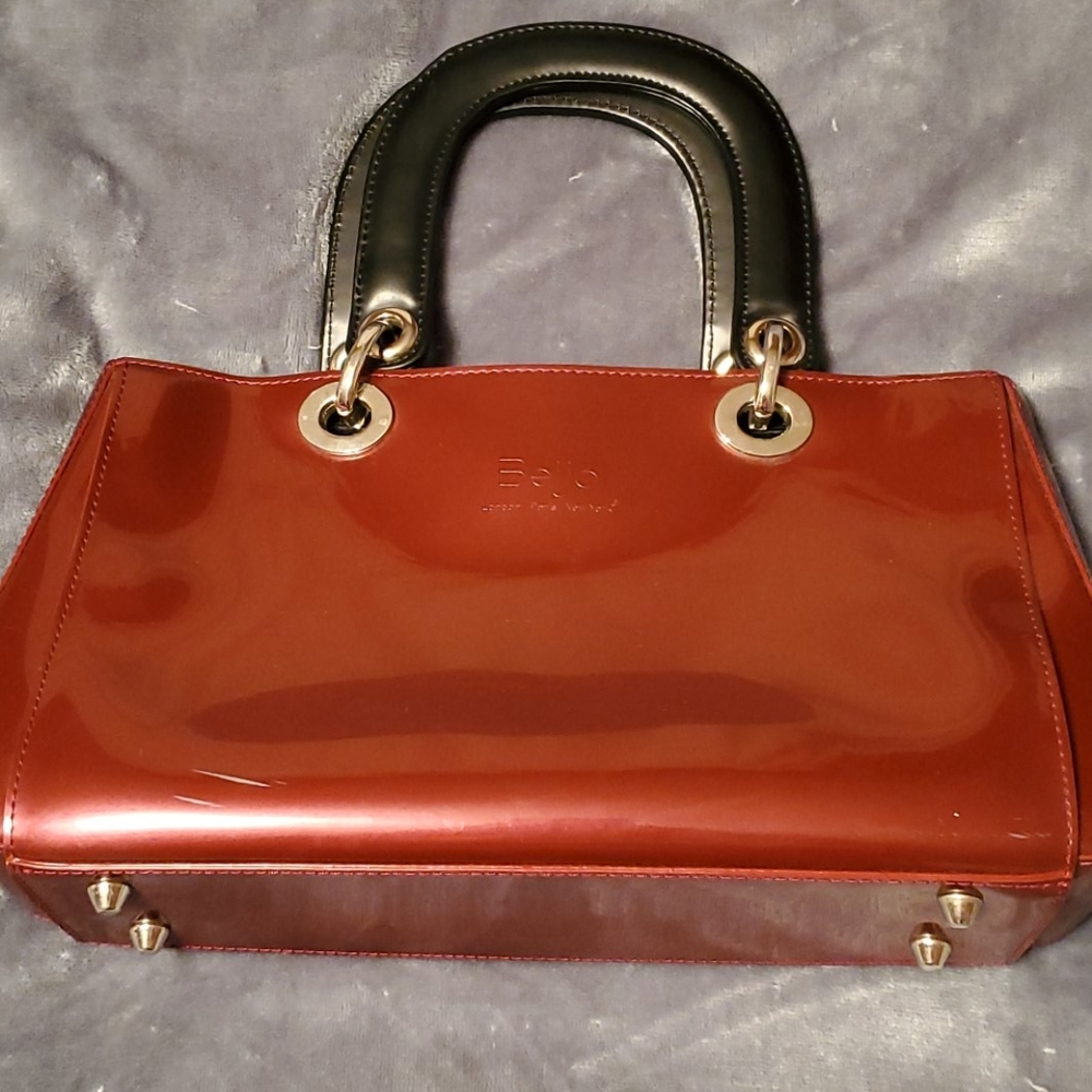 Beijo Red And Black Vinyl Handbag